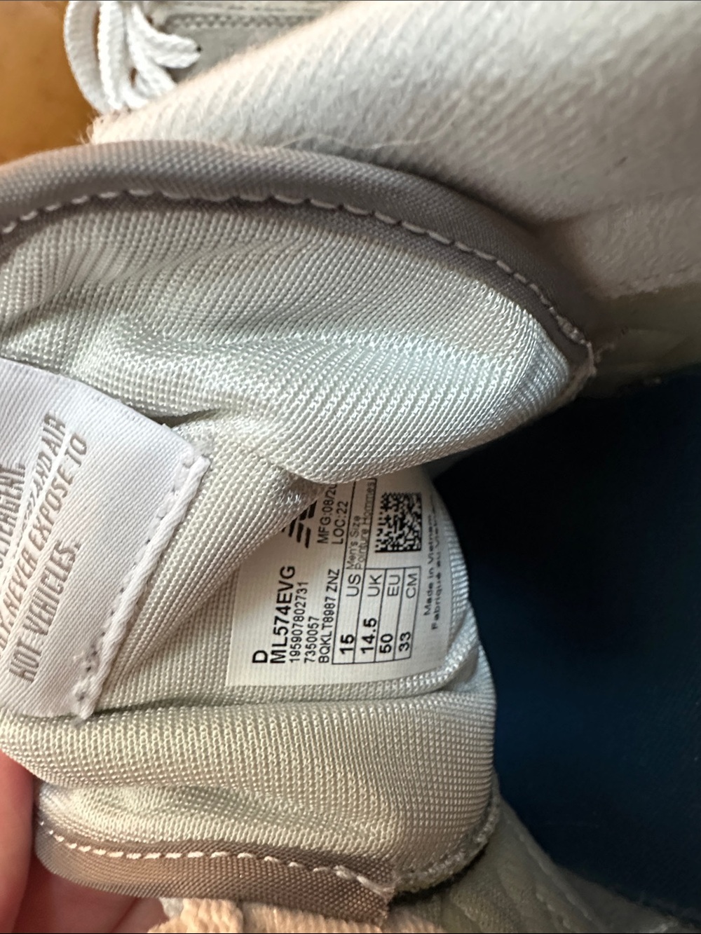 New Balance 574 Men's Sneaker in Light Gray and White - Picture 3 of 3